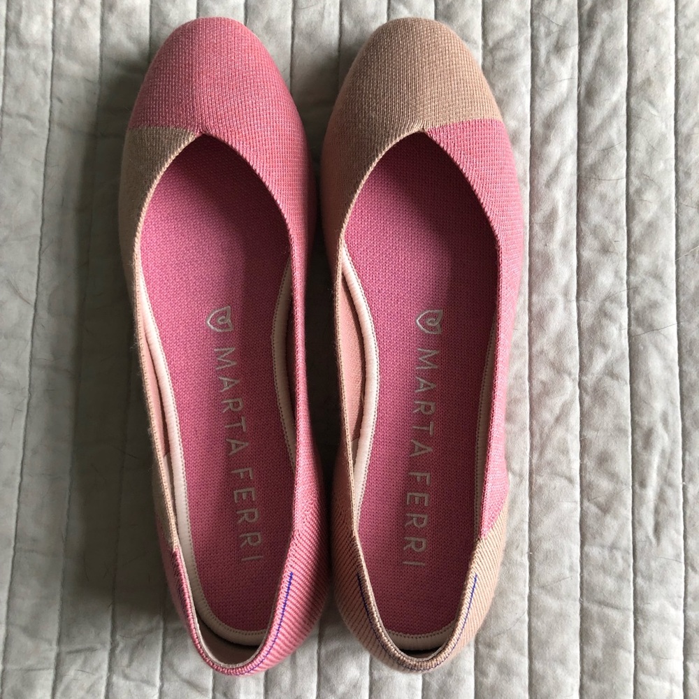 Rothy’s Size 11 Rose Camel Marta Ferri Square Flats EUC